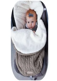 Sovsäckar baby sovsäck kuvert vinter barn sovsäck fotmuff för barnvagnar stickade sömn säck barn född stickad ull SL6385190
