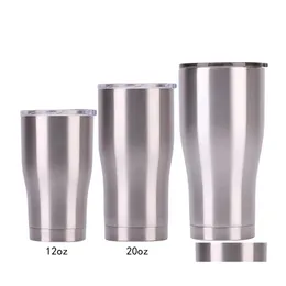 Tumblers rostfritt stål tumbler cup med locket 30/20/12oz dubbel väggvägg vakuumkolv insatt öl dricka termoser kaffe wvt0225 dro dhcwf