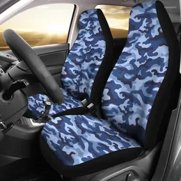 Capas de assento de carro Blue Camouflage Par 2 capa frontal para acessório de protetor