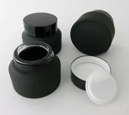 12 × 15G 30G 50G FROST Black Amber Glass Cream bottle مع Lids White Seal Insertion Pont