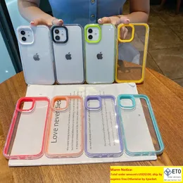 2 in 1 Transparent Candy Color Phone Cases For iPhone 12 8 Plus 12 Mini Soft Silicone Shockproof Cover