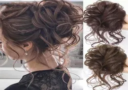 Women039s Mode entworfen natürliche Synthetich -Haarring mit Schwanz Gummi -Band Ins Girls039 Hair Bun Curly Chignon9342643