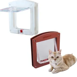 New Durable Plastic 4 Way Locking Magnetic Pet Cat Door Small Dog Kitten Waterproof Flap Safe Gate Safety Supplies1997