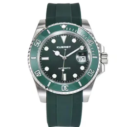 NEW Kuerst Men watches Luminous Water proof Automatic movement Sapphire glass Sports rubber strap Green face Wristwatches2879