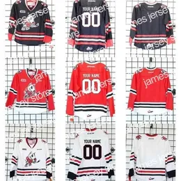 Хоккей в колледже носит NIK1 2016 настройка OHL Niagara Icedogs Jersey Mens Womens Kids Black White Red Hockey Cheape Jerseys Custom Любое имя любое № Goalit Cut Cut