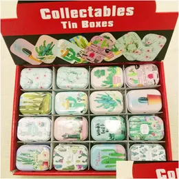 Storage Boxes Bins Cactus Style Mini Pill Case Collectables Box Diy Square Lipstick Small Tin 32Pcs/Box Q1130 Drop Delivery Home G Dh4Xa