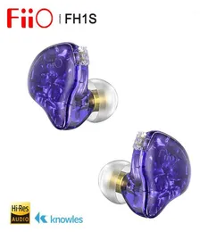 سماعات الرأس Fiio FH1S Hires 1Ba1ddknowles 33518136mm Dynamic Inear Earphone IEM مع كابل 2PIN078MM قابل للفصل للموسيقى 15466996
