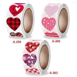 Gift Wrap 500st Heart Shape Etiketter Valentins dagpappersf￶rpackning Klisterm￤rke Candy Dragee Bag Box Packing Wedding Tack klisterm￤rken