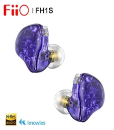 سماعات الرأس Fiio FH1S Hires 1Ba1ddknowles 33518136mm Dynamic Inear Earphone IEM مع كابل 2PIN078MM قابل للفصل للموسيقى 12195650