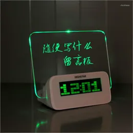 テーブルランプは、メッセージボードカレンダー付きの蛍光デジタル目覚まし時計を導入しました電子デスクトップベッドルームの家の装飾
