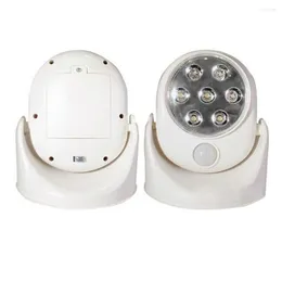 Night Lights 7LED 360 Degree Door Shed Cupboard Security Automatic PIR Cordless Wall Motion Sensor Light