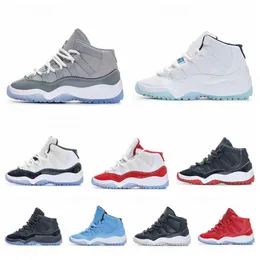 Mode 11S Designer Kids Infant Shoes TD Cool Gray 11 Xi Sneaker Concord Space Jam Metallic Silver Pink Man Snakeskin Cherry Bred Child Boys Basketball Shoes