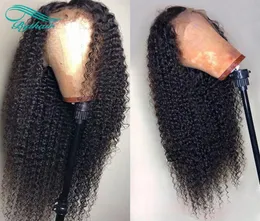 Bythair Human Hair Lace Wig Kinky Curly pr￩ -puxado LACE LACE FRONTE WIG Curly Lace Full Wig Brasil Cabelo Virgin 150 Densidade2151392