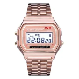 2019 Retro Retro Vintage Gold Watche Men Electronic Digital Watch LED Light Sukienka na rękę Relogio Masculino Fymhm102293d