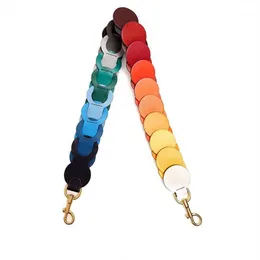 Accessori per parti di borsa Tracolla a maglie circolari Cintura in pelle per borsetta rotonda colorata arcobaleno Elegante decorazione con manico per borsa1258A