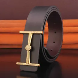 s Best Selling Coffee Color 3.8cm Wide Letter Slip Buckle Copper Men's Leather Black Belt Personality High Quality 1216