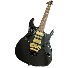LVYBEST Electric Guitar Classic Double Swing Cool Black Light Color Professional All-Round 24 Tone Fingerboard