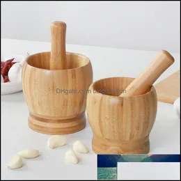 Fruit Vegetable Tools Garlic Bowl Mortar Press Pot Masher Mashing Household Crushing Jar Pestle Kitchen Gadget Drop Delivery Home Ot5Iy