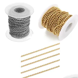 Kedjor 10yarder/rull rostfritt stålkulpärla BK för DIY armband halsbandsmycken fynd som gör tillbehör guld sier färg drop dhhla