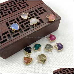 Charms 13x14mm Gold Edge Crystal Semicírculo de Pandelas de Rosa Quartz Pingente Trene para Jóias Fazendo Jiaminstore Drop Delivery F Dhwbe