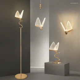 Tischlampen moderne minimalistische Bodenzimmer Lampe Schlafzimmer Nacht Essfutter Schmetterling kleine Licht Lampara de Pie