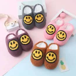 Slippers Smile Face Shoes Winter Fluffy Fur Non-slip Home Houseshoes for Women &Man Slippers Parents Old Man&Woman