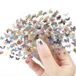 Голубая 24 листовая красавица модель бабочки штамповка гель фольга Маникюрные наклейки для ногтей DIY Animal Design 3D Nail Art