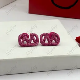 Luxury Love Earring Womens Pearl Loop Studs Fashion Purple Initial Stud Diamonds Letters Designer Jewelry Wedding Earrings V 925 Silver Box New