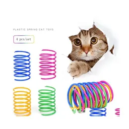 Cat Toys Lovely Small Pet Color Plastic Spring Cats Toy Beating Pets levererar Material Fyra blandade f￤rger per set xg0172 Drop Deliver DHH4O