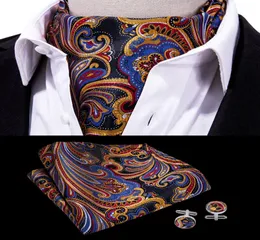 Hitie Men039s Klassiker Paisley Ascot Floral Cravat Vintage Ascot Taschentuch Cuffflinks Cravat Set für Herren Hochzeitsfeier AS09005235