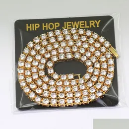 Cadeias de 5,5 mm de colar de shinestone de tênis de tênis masculino masculino jóias de jóias de jóias de jóias de jóias de moda longa link link dourado dourado entrega de colorido pescoço dhu3f