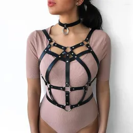 Cinture Donne Sexy PU Pelle Rivetti in metallo O Anelli Reggicalze Punk Imbracatura Bondage Night Club Party Cage Reggiseno Petto