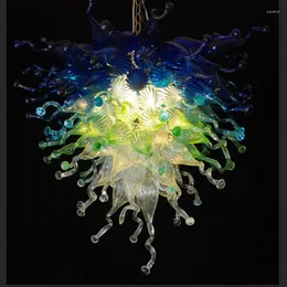 Lampy wiszące rustykalne błękitne i zielone oświetlenie żyrandola szklanego Murano Dale Chihuly styl
