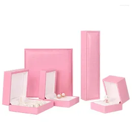 Jewelry Pouches Pink PU Leather High-Quality Ring Box For Jewellery Earing Pendant Necklace Case Wedding Gift Packaging Display Organizer