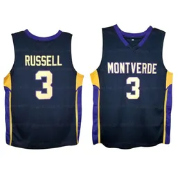 مخصص D'Angelo Russell كرة السلة Jersey Montverde Academy High School Jersys Blue Sewn أي اسم حجم S-4XL