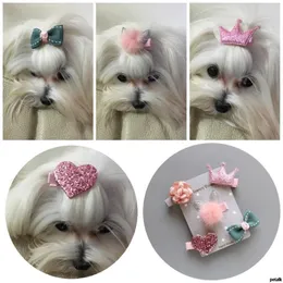 Hundkläder 5st i 1 Set Flower Vision Pet Hairpin Teddy Poodle Clip Hair Accessories Wedding Head Dress