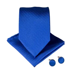 Donkerblauwe vaste kleur heren stropdas set 100 zijde jacquard geweven hankerchief manchetjes set silk business formal werk stropdas n72057463942