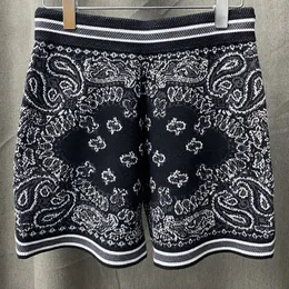 Yaz Vintage Paisley Baskı Mens Kashmere Örme Şortları Kaju Fıstığı Jacquard Örgü İşlemeli Erkekler Sweatpant