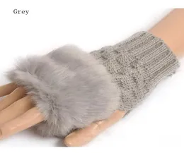 moda sevimli sahte tavşan kürk el kış ısıtıcı örgü parmaksız eldiven mitten 10 renk hg0432629421