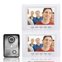 Videocitofoni Telefono da 7 pollici Kit citofono campanello 1 telecamera 2 monitor Visione notturna con telecamera IR-CUT HD 700TVL