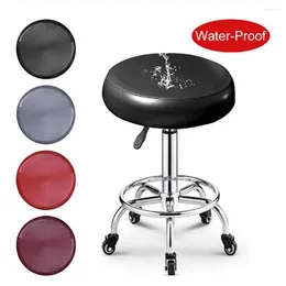 Chair Covers Elastic PU Leather Round Stool Cover Waterproof Pump Protector Bar Beauty Salon Small Seat Cushion Sleeves