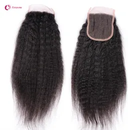 Peruwiańskie nieprzetworzone górne koronkowe zamykania włosów 4x4 Brazylijskie Remy ludzkie włosy Kinky proste zamknięcie 1b część 130 Afro Yak1493183