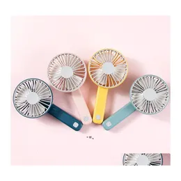 Party Favor Mini Handheld Fan USB RECHARGEABLE FANS PORTABLE Folding Table Women Home Office Outdoor Low Noise Cooling Drop Delivery Otgfz