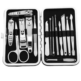 15pcs Pedicure Clippers Cleaner Kit CaseCare Tools Good Quality Nail Manicure Set321Q