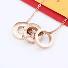 Chain diamonds women Designer pendant necklaces three circles lady C diamonds jewelry aaa for gift party no47