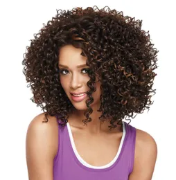 Woodfestival African American Wig Synthetic Short Afro Kinky Curly Wigs For Black Women Medium L￤ngd Fiber Hair7070569