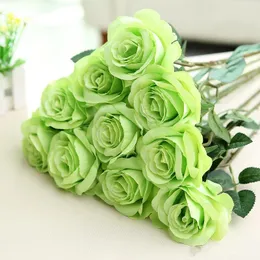 Buqu￪ de flores de flor de seda rosa artificial para casa de noiva para decora￧￣o de casamento em casa12