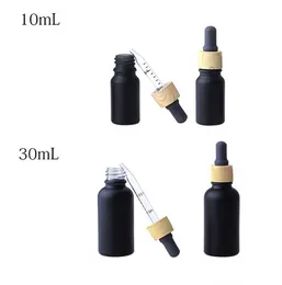 10ml 15ml 30ml Frosted Black Glass Liquid Reagent Pipette Bottles Eye Droppers Refillable Aromatherapy Essential Oils Perfumes bottles