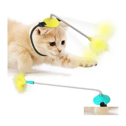 Cat Toys Headmounted Self Playing Interacting Pet Toy Spring And Feather Funny Stick For Indoor Cats Drop Delivery Home Garden Suppli Dhrs5