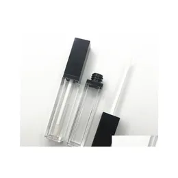 Packing Bottles 8Ml Empty Lip Gloss Tubes Clear Lipgloss Packaging Container Refillable Square Matte Black Lipstick Liquid Oil Tube Dhreh